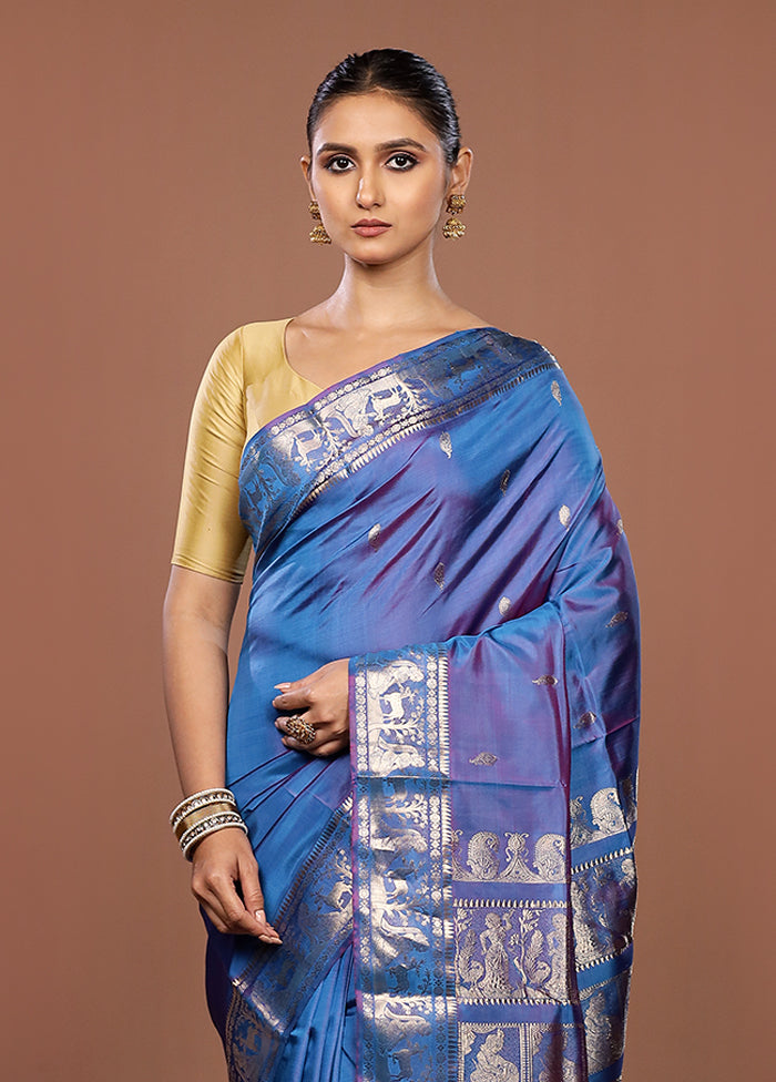 Green Handloom Baluchari Pure Silk Saree With Blouse Piece