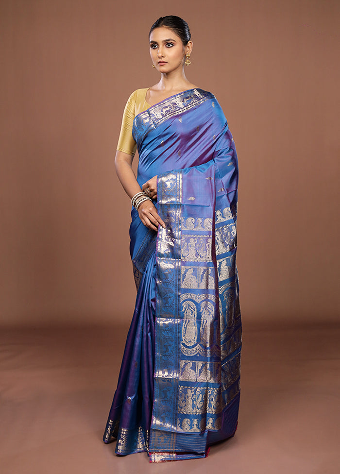 Green Handloom Baluchari Pure Silk Saree With Blouse Piece