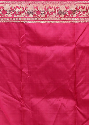 Pink Handloom Baluchari Pure Silk Saree With Blouse Piece