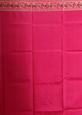 Pink Handloom Baluchari Pure Silk Saree With Blouse Piece