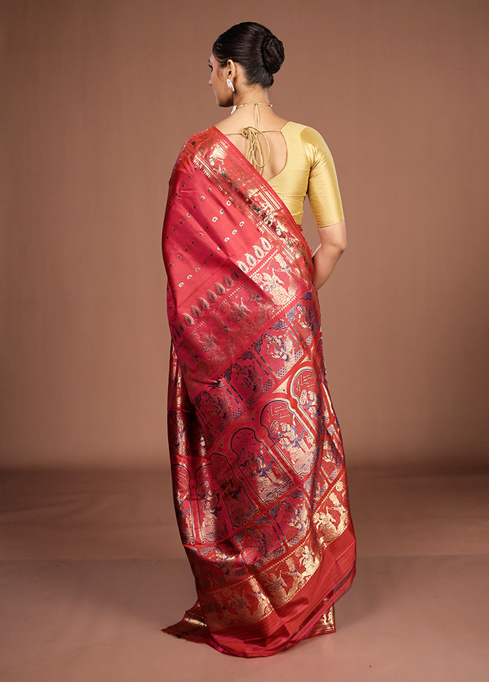 Red Handloom Swarnachuri Pure Silk Saree With Blouse Piece