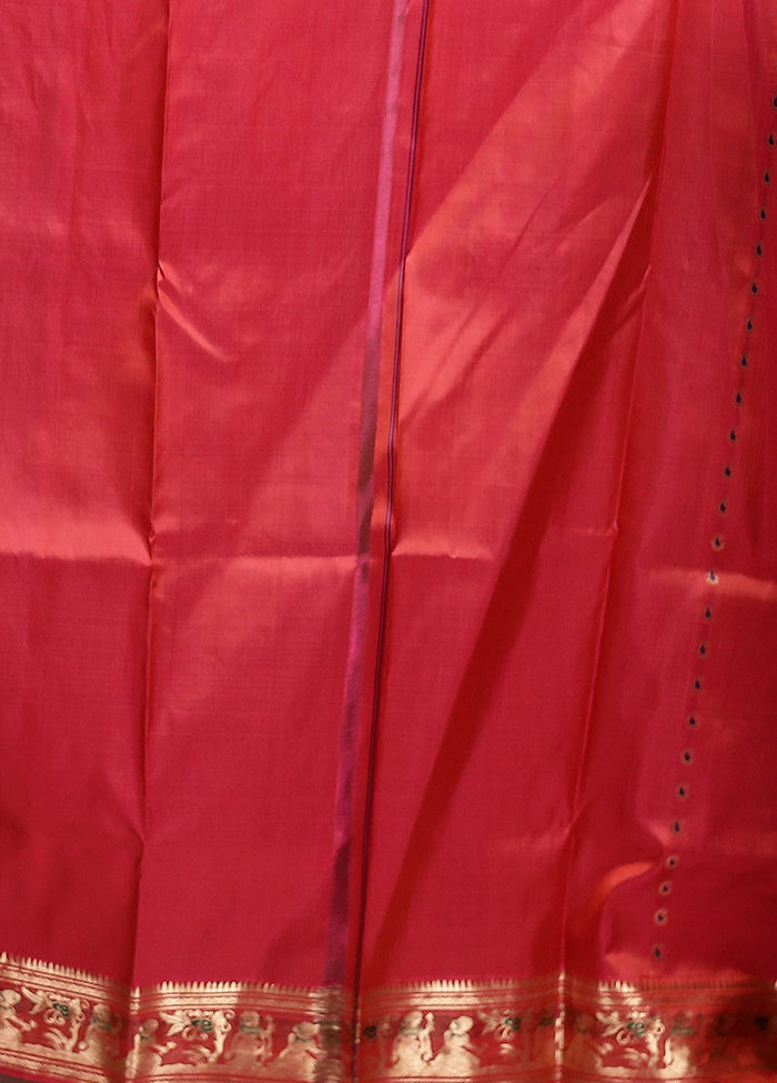 Red Handloom Baluchari Pure Silk Saree With Blouse Piece