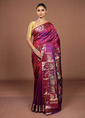 Purple Handloom Swarnachuri Pure Silk Saree With Blouse Piece