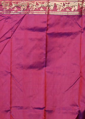 Purple Handloom Swarnachuri Pure Silk Saree With Blouse Piece