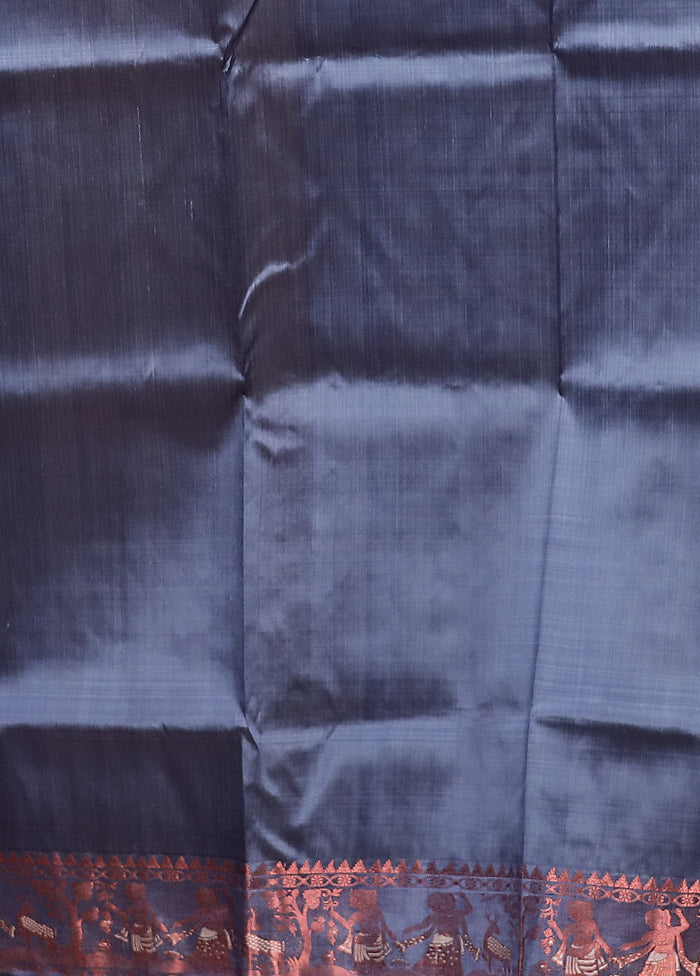 Grey Handloom Swarnachuri Pure Silk Saree With Blouse Piece