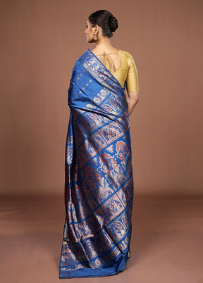 Blue Handloom Swarnachuri Pure Silk Saree With Blouse Piece