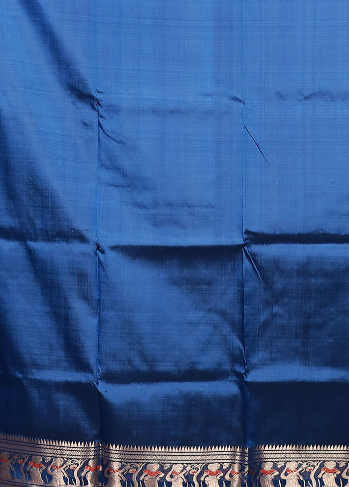 Blue Handloom Swarnachuri Pure Silk Saree With Blouse Piece