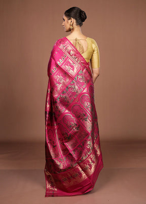 Pink Handloom Swarnachuri Pure Silk Saree With Blouse Piece