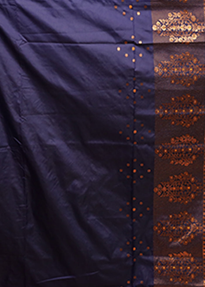 Blue Assam Silk Saree With Blouse Piece