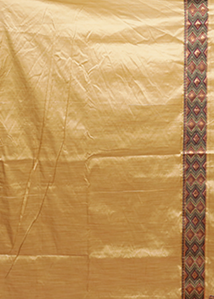 Cream Assam Silk Saree With Blouse Piece