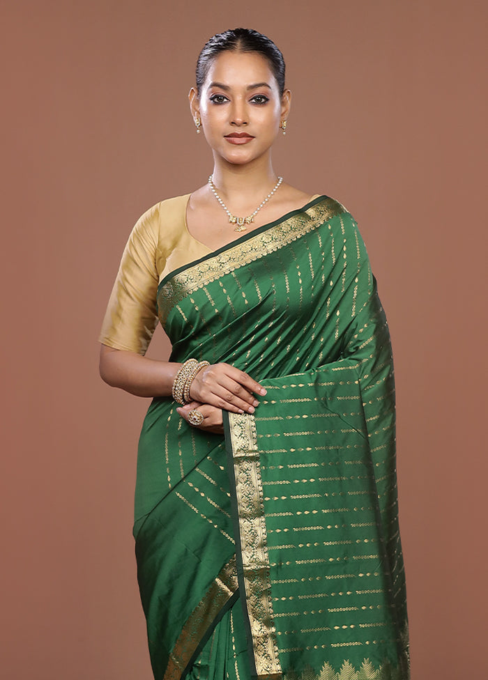 Green Kanjivaram Silk Saree With Blouse Piece