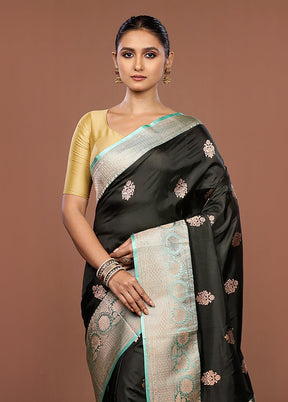 Green Handloom Katan Pure Silk Saree With Blouse Piece