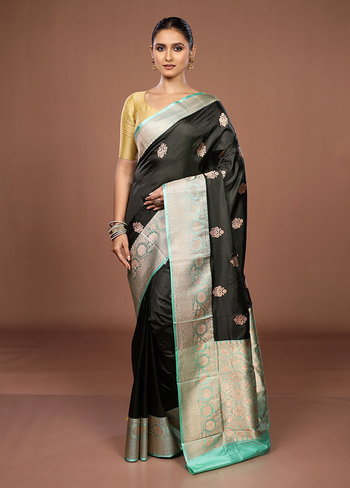 Green Handloom Katan Pure Silk Saree With Blouse Piece