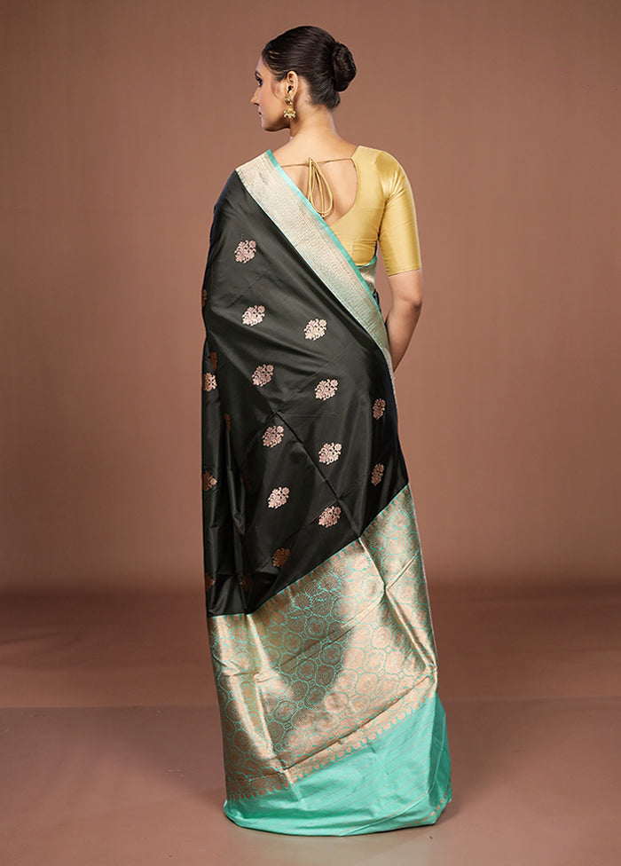 Green Handloom Katan Pure Silk Saree With Blouse Piece
