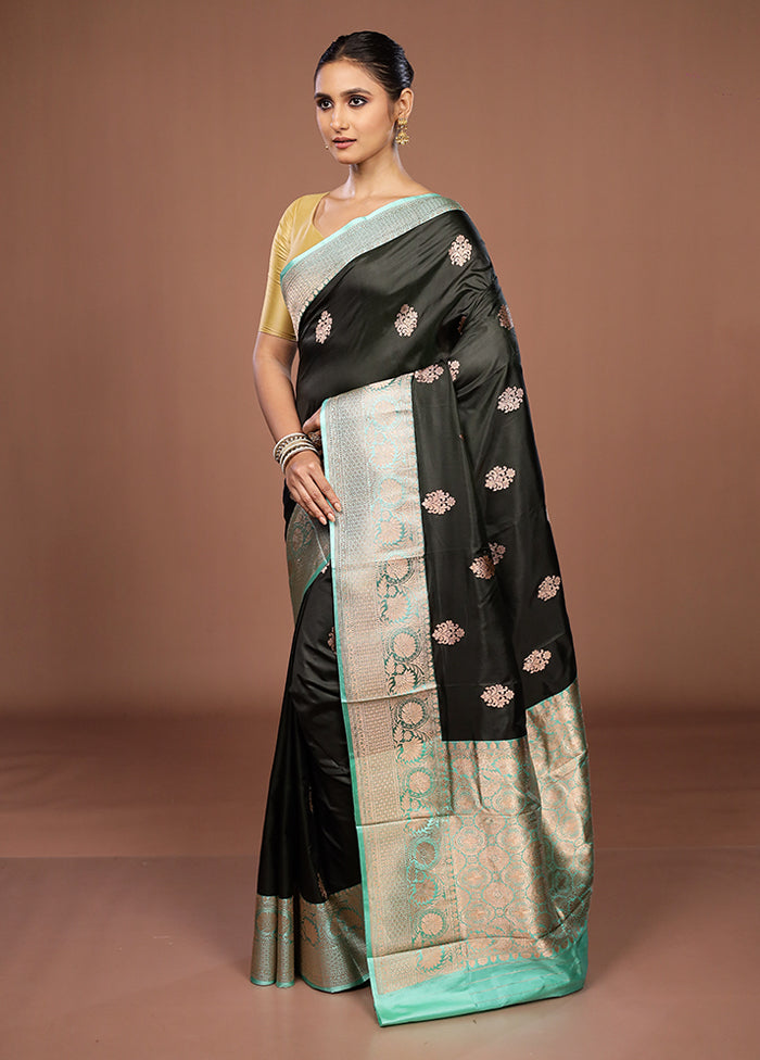 Green Handloom Katan Pure Silk Saree With Blouse Piece