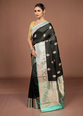 Green Handloom Katan Pure Silk Saree With Blouse Piece