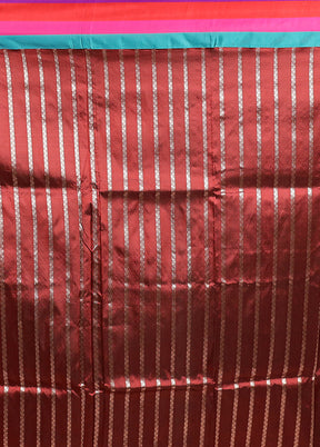 Maroon Handloom Katan Pure Silk Saree With Blouse Piece