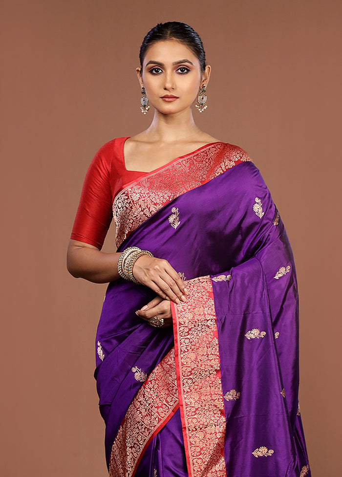 Blue Handloom Katan Pure Silk Saree With Blouse Piece