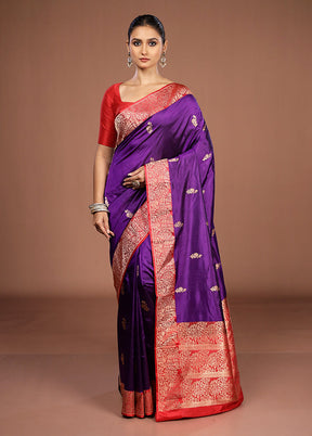 Blue Handloom Katan Pure Silk Saree With Blouse Piece