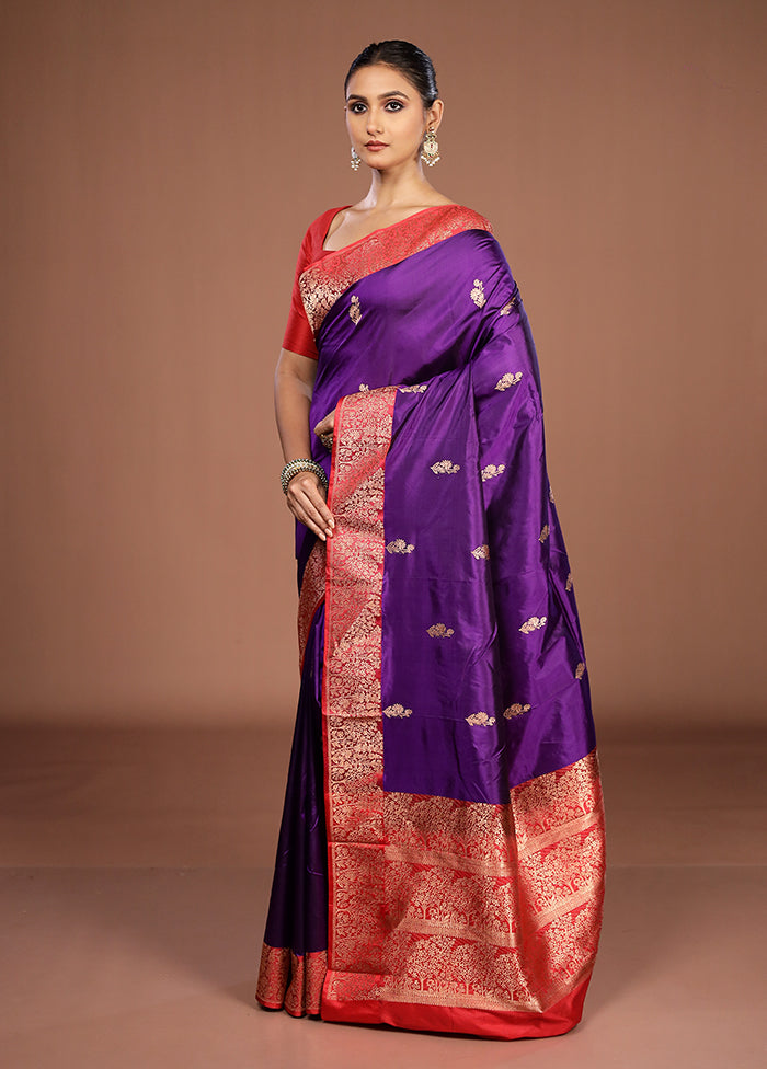 Blue Handloom Katan Pure Silk Saree With Blouse Piece