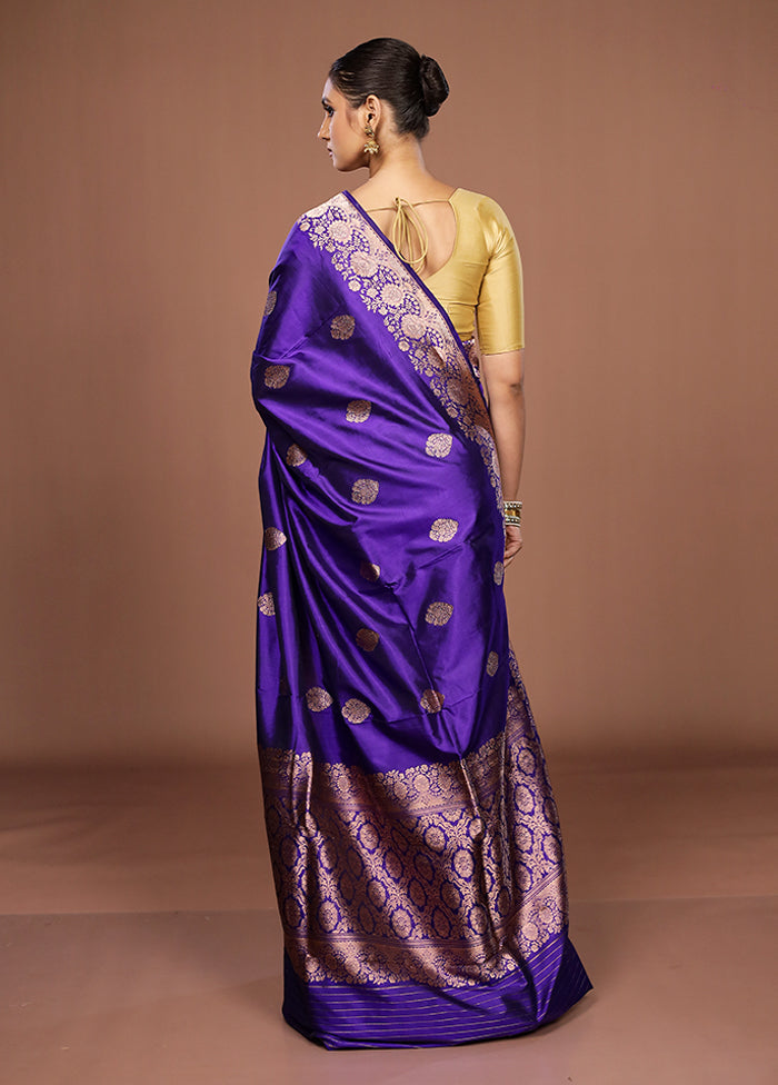 Blue Handloom Katan Pure Silk Saree With Blouse Piece