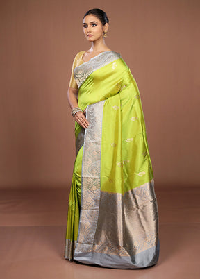 Green Handloom Katan Pure Silk Saree With Blouse Piece