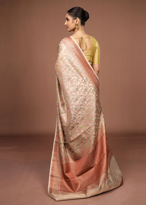 Cream Kora Silk Saree With Blouse Piece