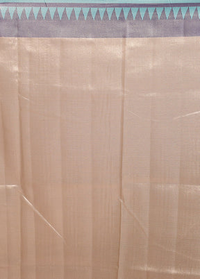 Cream Kora Silk Saree With Blouse Piece