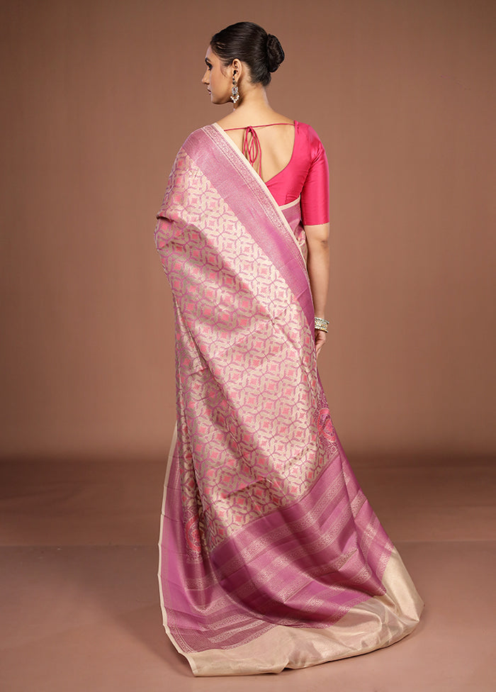 Cream Kora Silk Saree With Blouse Piece