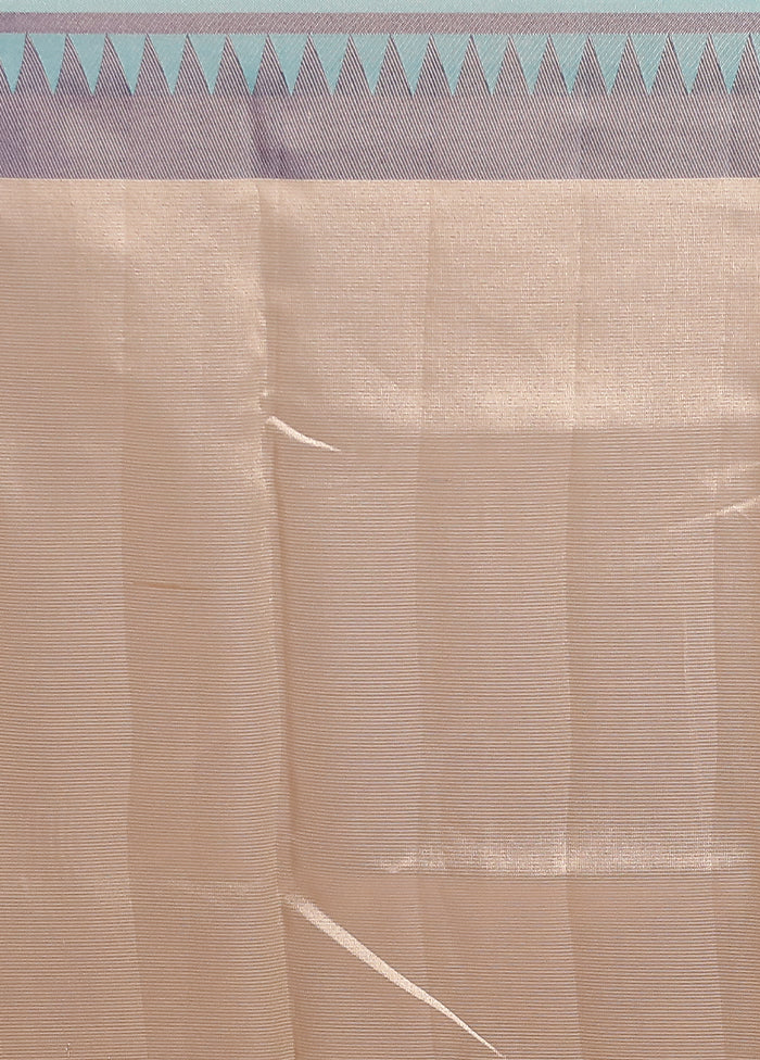 Cream Kora Silk Saree With Blouse Piece