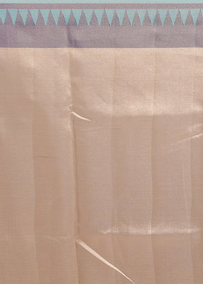 Cream Kora Silk Saree With Blouse Piece