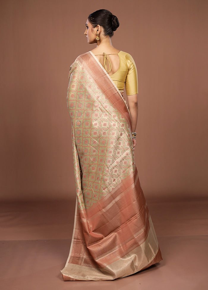 Cream Kora Silk Saree With Blouse Piece