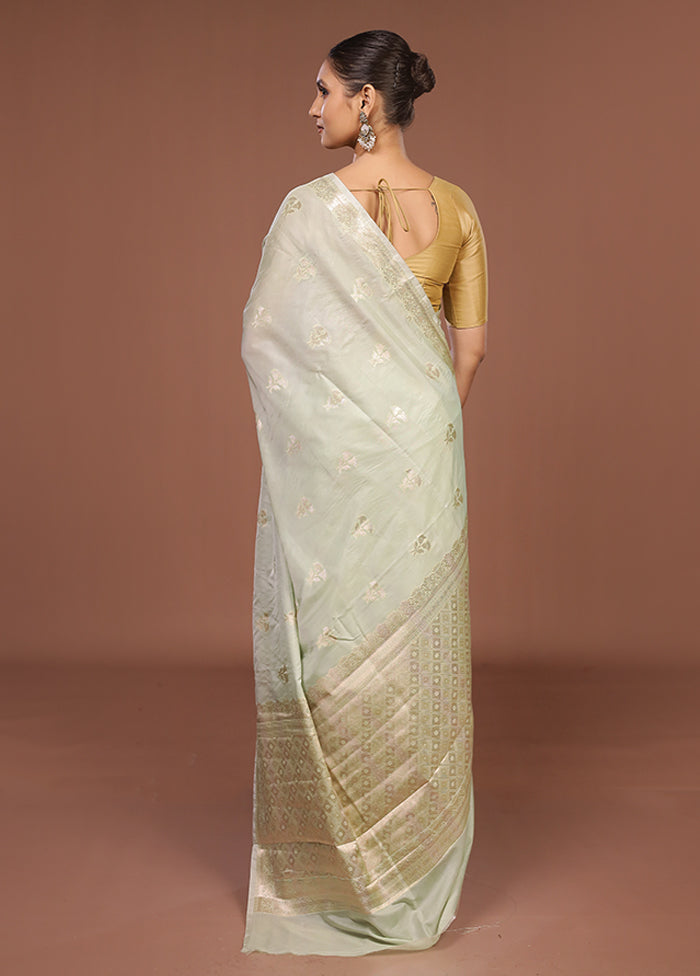 Green Dupion Silk Saree With Blouse Piece