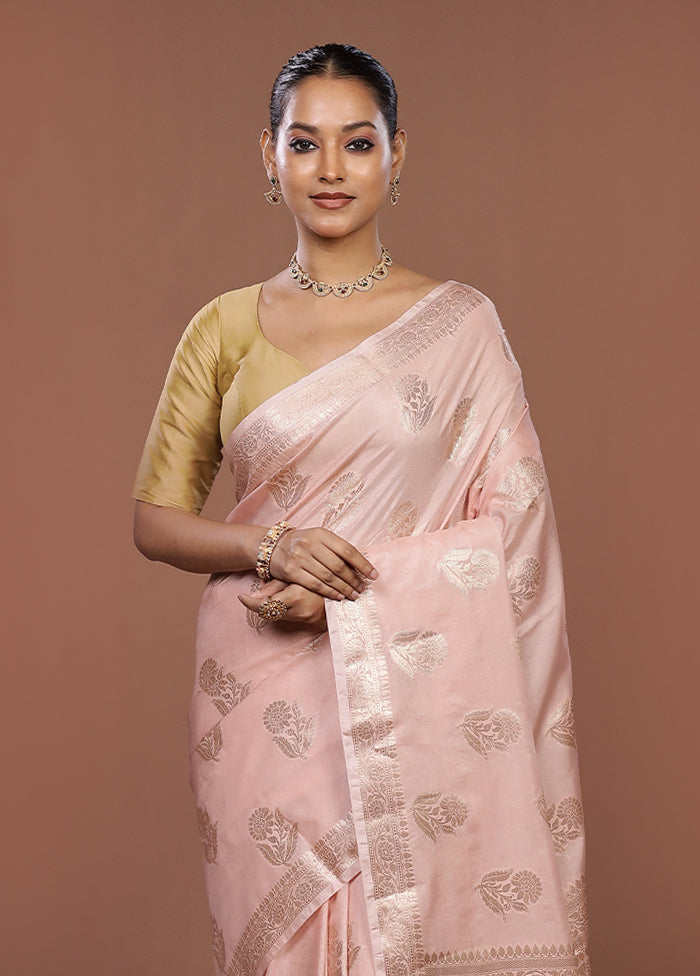 Pink Dupion Silk Saree With Blouse Piece