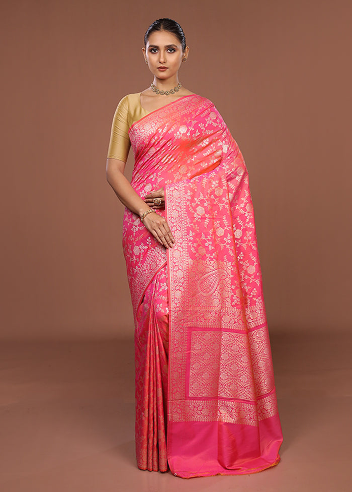 Pink Katan Silk Saree With Blouse Piece