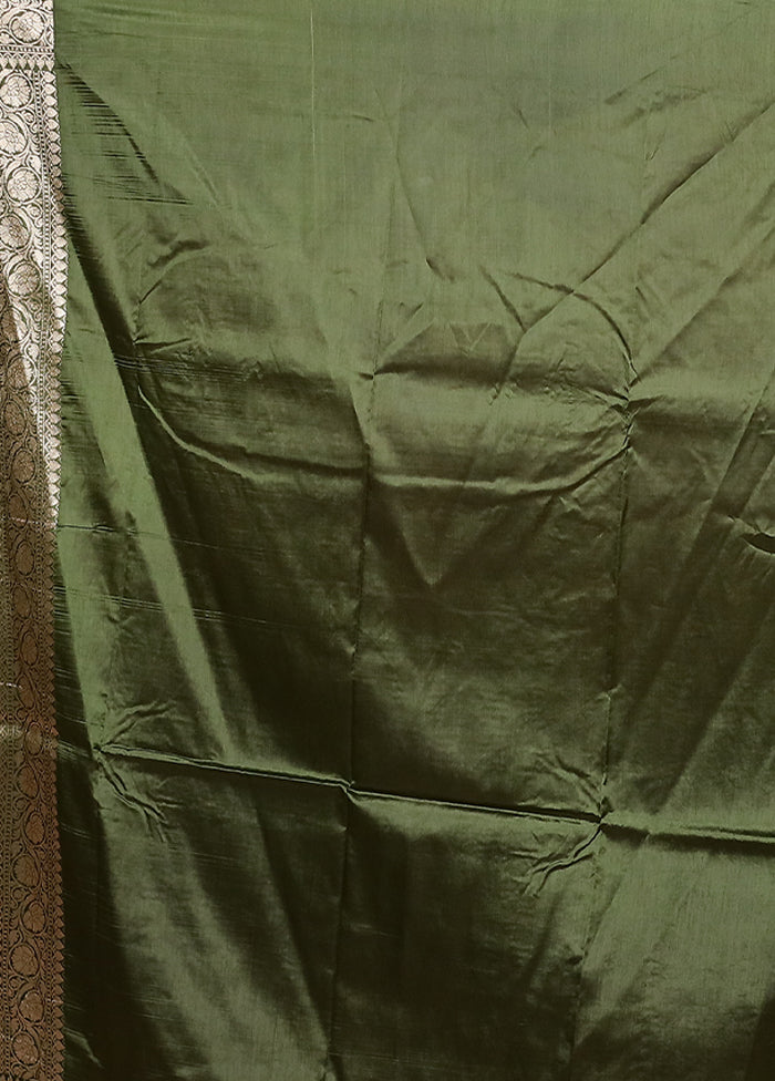 Green Katan Silk Saree With Blouse Piece
