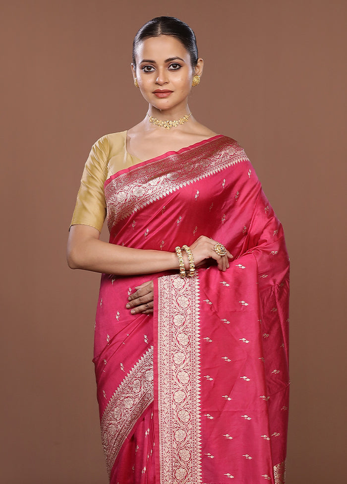 Pink Katan Silk Saree With Blouse Piece