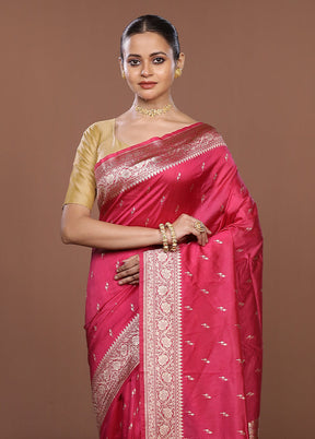 Pink Katan Silk Saree With Blouse Piece