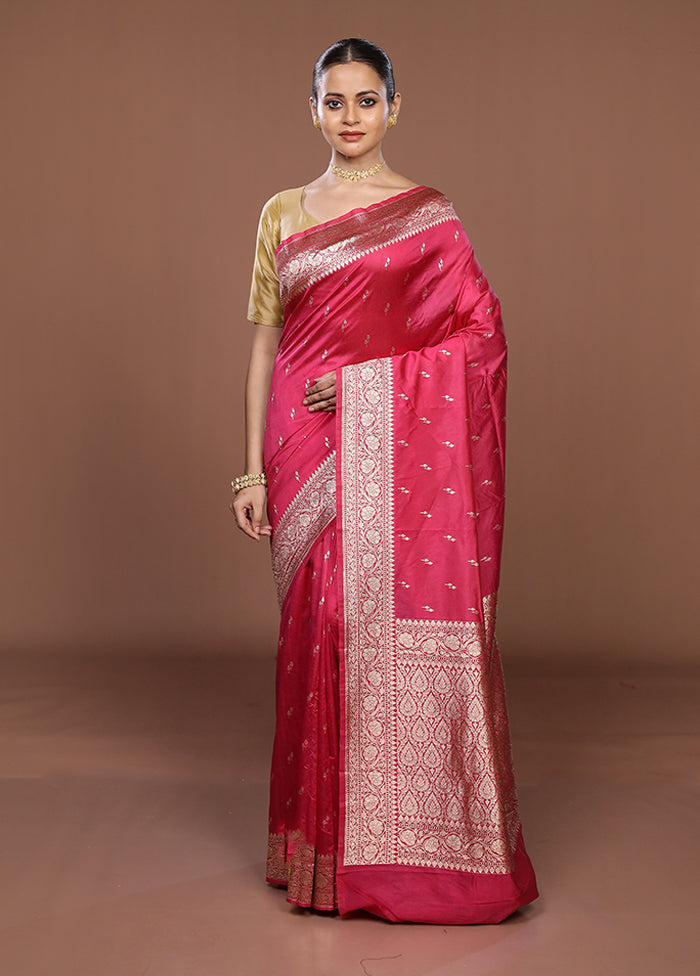 Pink Katan Silk Saree With Blouse Piece
