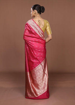 Pink Katan Silk Saree With Blouse Piece