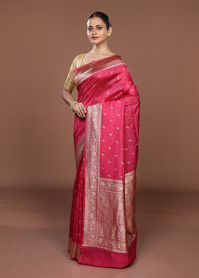 Pink Katan Silk Saree With Blouse Piece