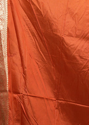 Rust Katan Silk Saree With Blouse Piece