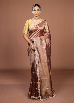 Brown Tissue Silk Saree With Blouse Piece