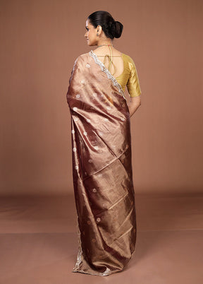 Brown Tissue Silk Saree With Blouse Piece