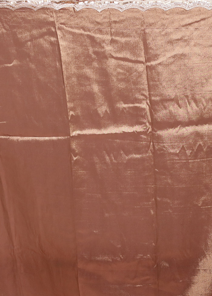 Brown Tissue Silk Saree With Blouse Piece