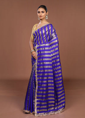 Blue Organza Saree With Blouse Piece