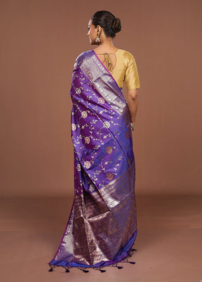 Purple Dupion Silk Saree With Blouse Piece