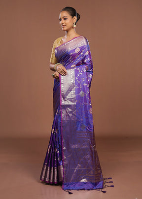 Purple Dupion Silk Saree With Blouse Piece