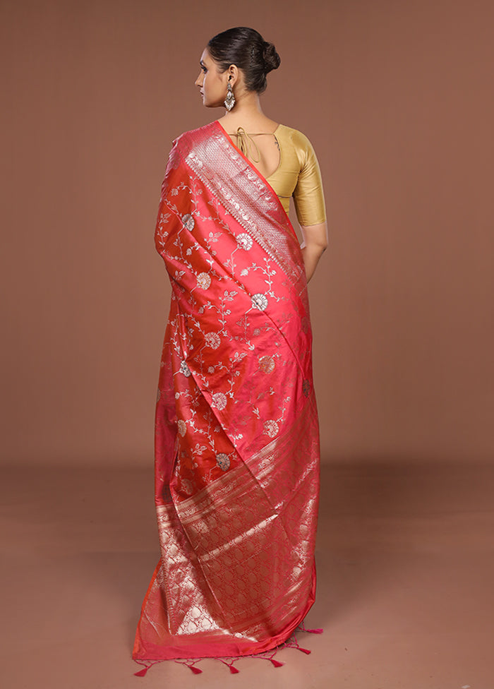 Pink Dupion Silk Saree With Blouse Piece