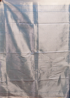 Blue Dupion Silk Saree With Blouse Piece